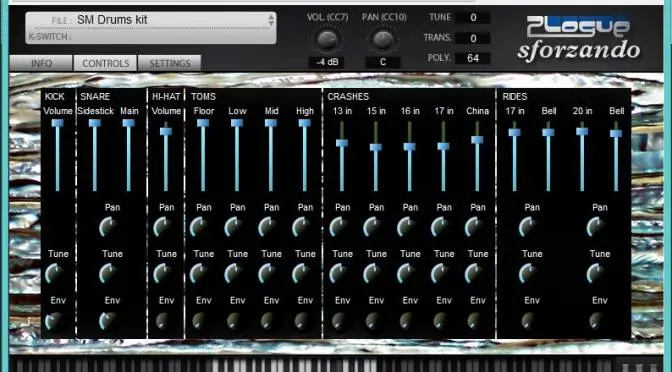 Free sampled drumkit for sforzando by SM Drums