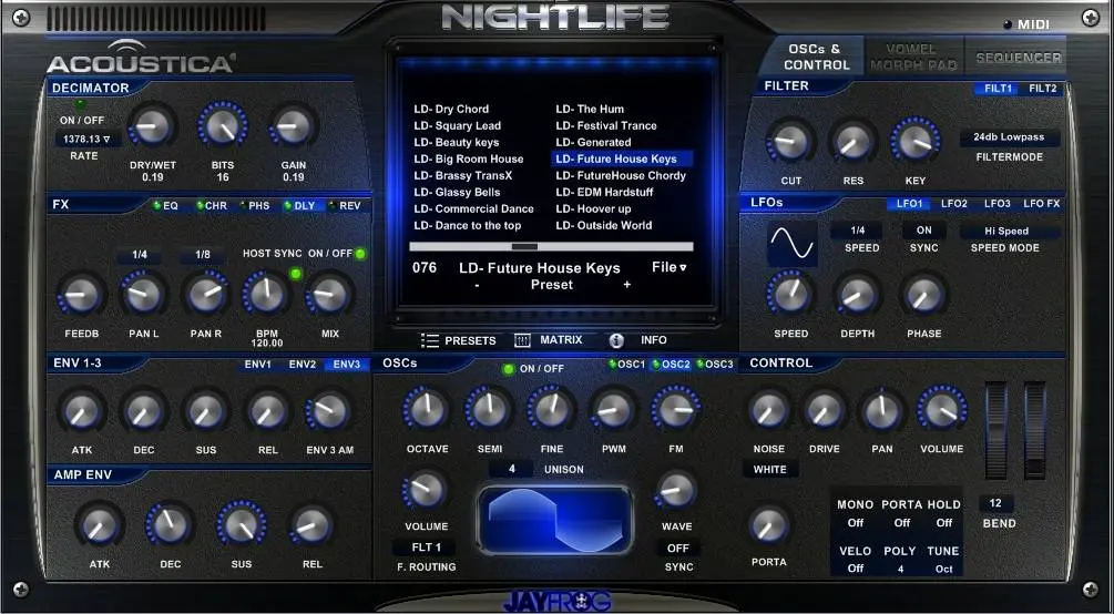Nightlife – Freeware synth by Acoustica and Dancelab