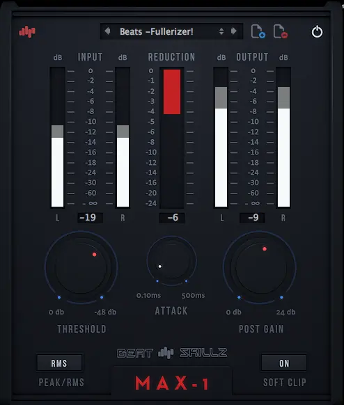 Free Limiter and compressor plugin Max1 by Beatskillz