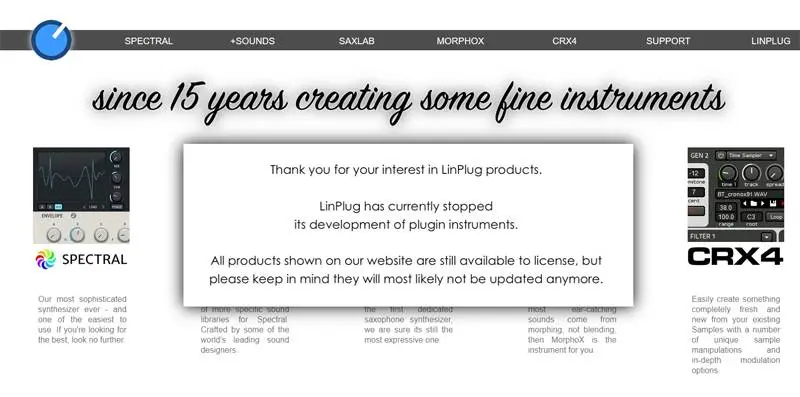Linplug stops plugin developement