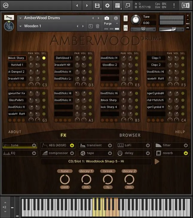 YummyBeats released AmberWood Drums for Kontakt
