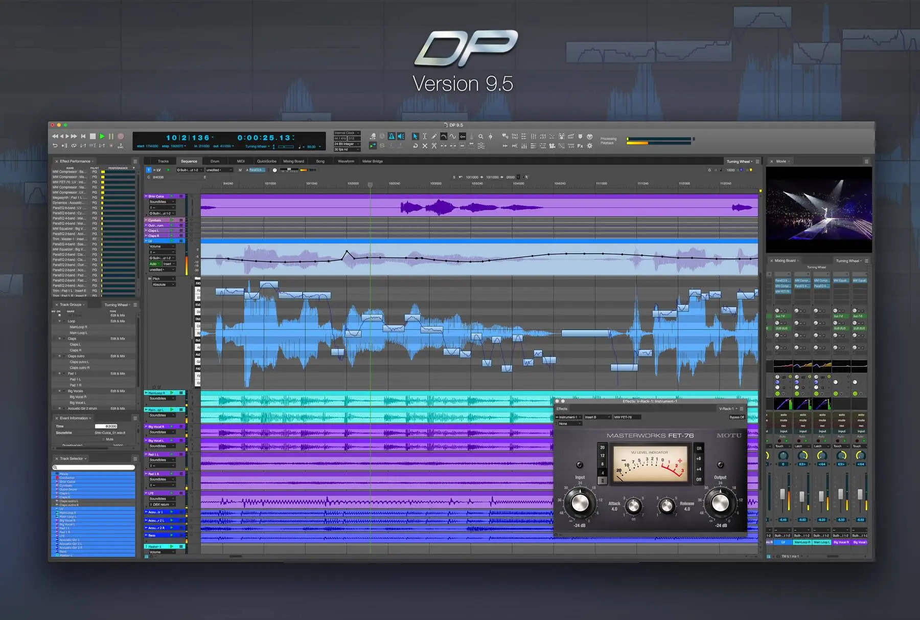 MOTU released Digital Performer 9.5