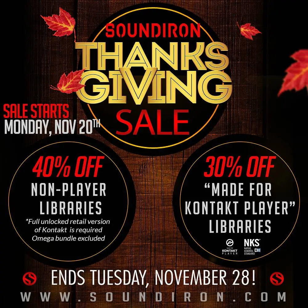 Soundiron Thanksgiving Sale 2017
