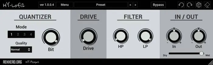 HY Lofi2 – Free bit quantizer and filter by HY Plugins
