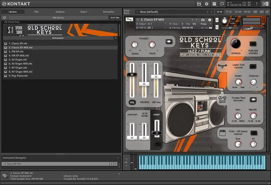 Splash Sound released Old School Keys for Kontakt