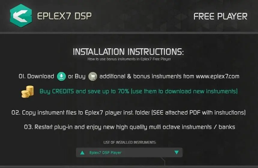Eplex7 DSP Player Free plug in instrument