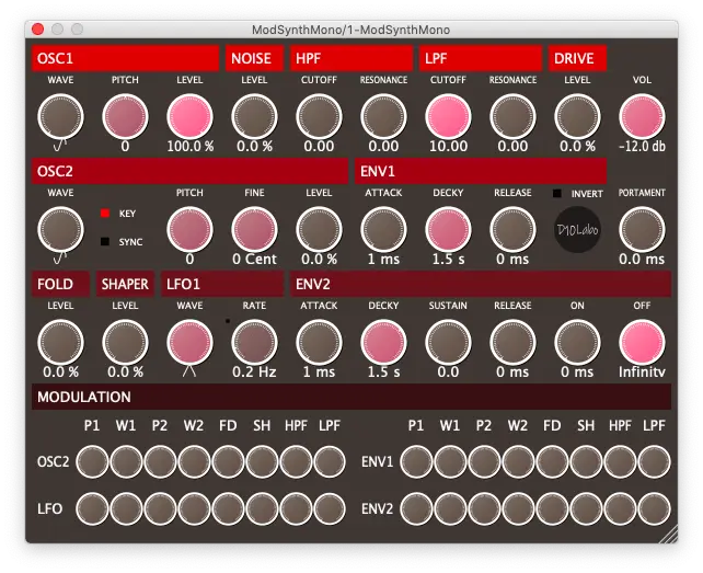 ModSynthMono – Free monophonic synth by D10Labo