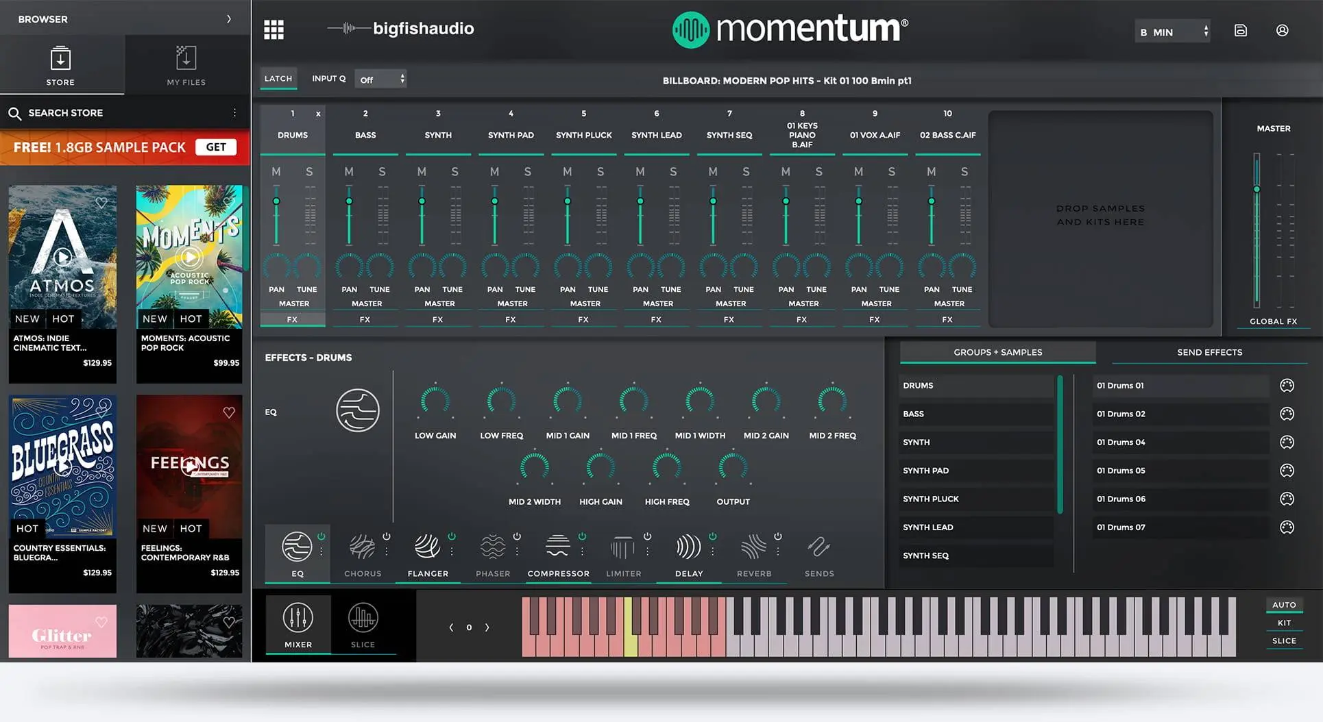 Free Sampling plugin Momentum by Big Fish Audio