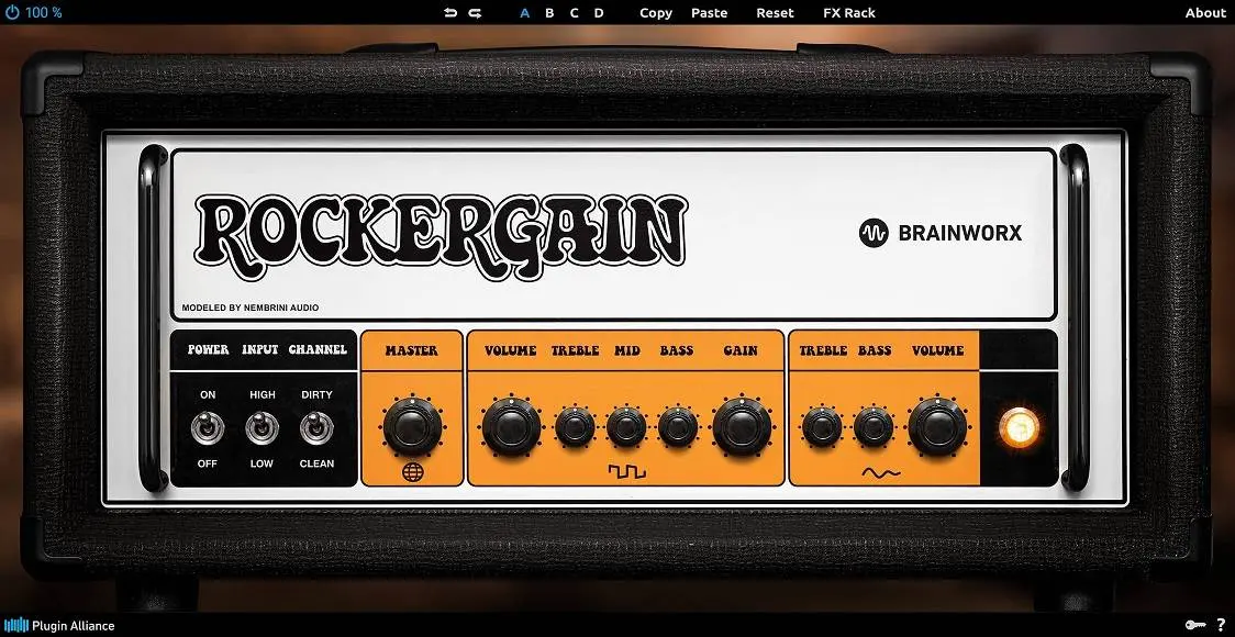 Brainworx Audio releases bx rockergain 100 high gain guitar amp head plugin