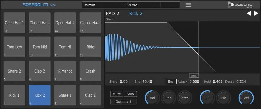 Apisonic Labs spends Free percussion sampler plugin Speedrum Lite