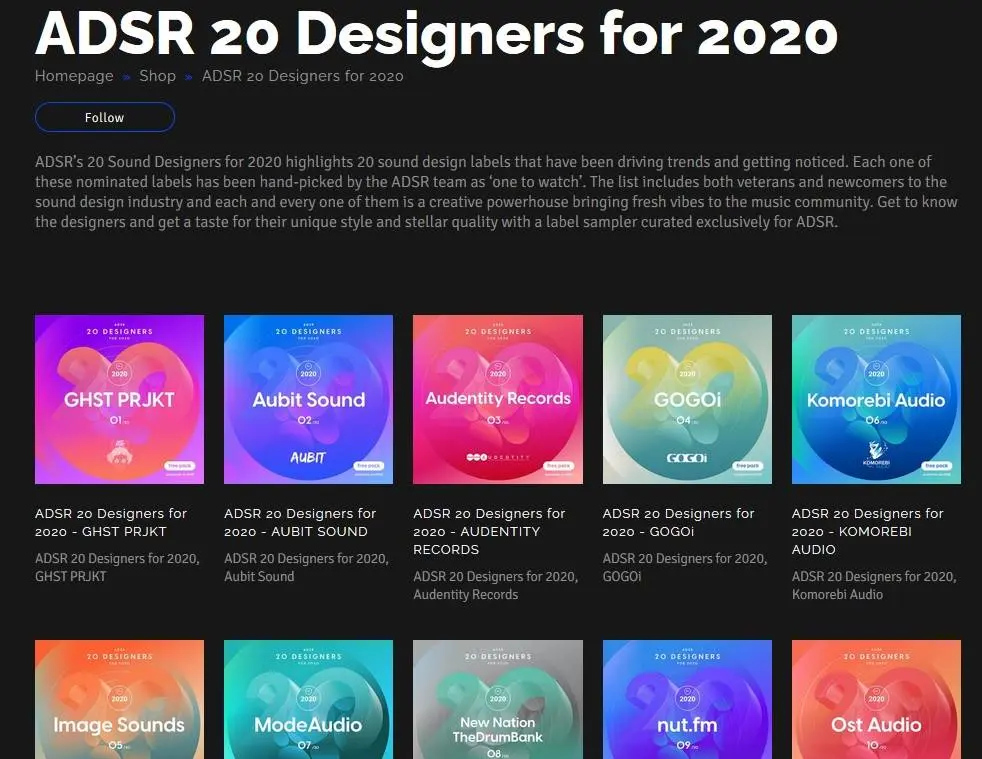 20 free samplepacks by ADSR