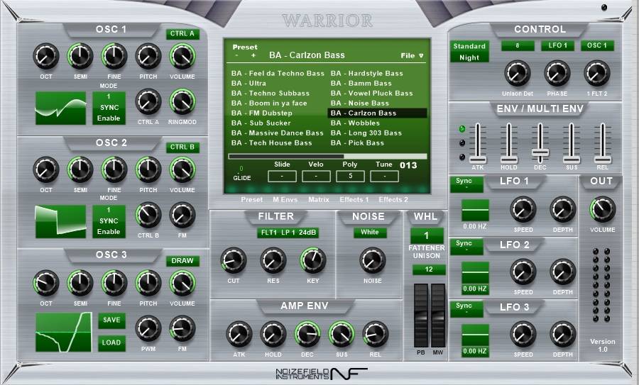 Warrior Free VST Synthesizer GUI