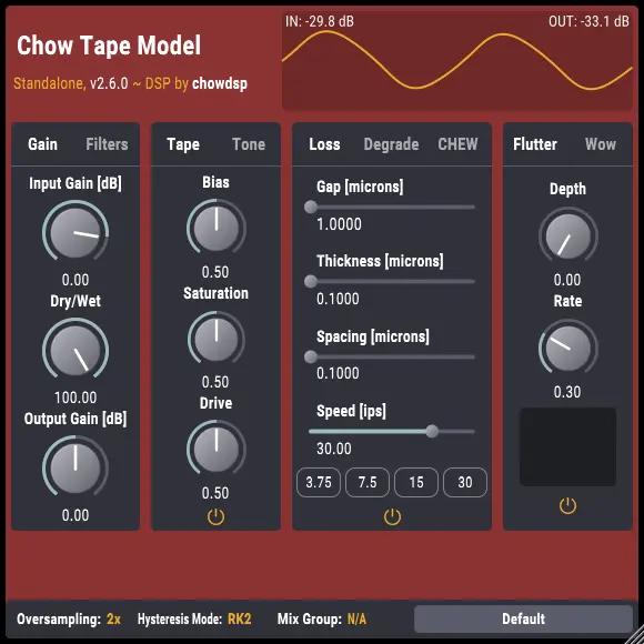 ChowTape – Tape Distortion Plugin by Chowdhury DSP