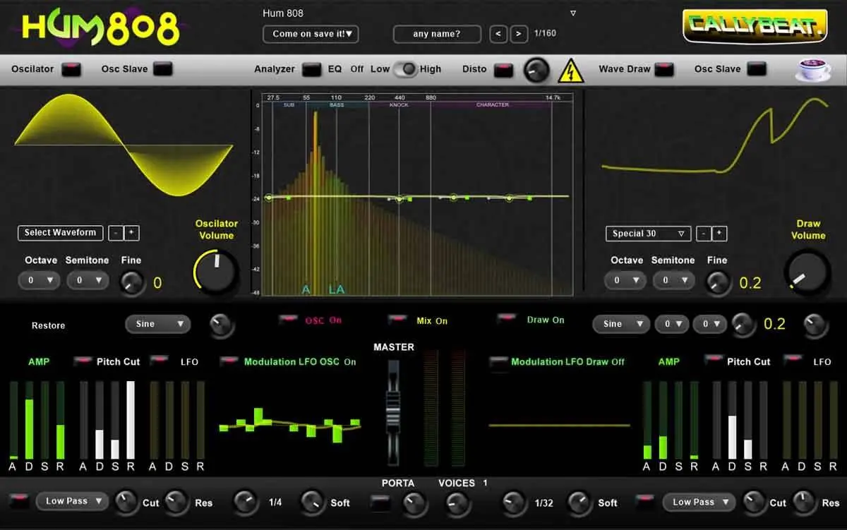 New bass synthesizer Hum808 for free by Callybeat