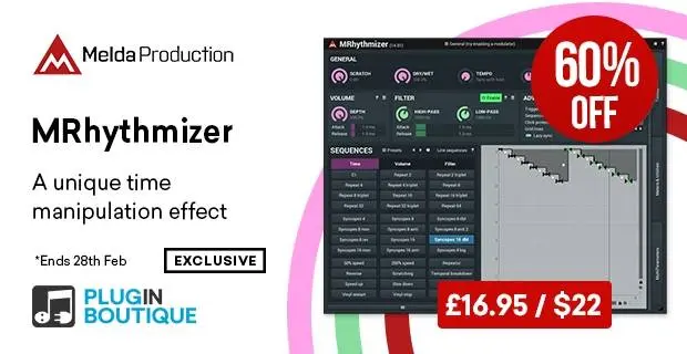 Plugin Boutique’s 9th Birthday: MeldaProduction MRhythmizer Sale