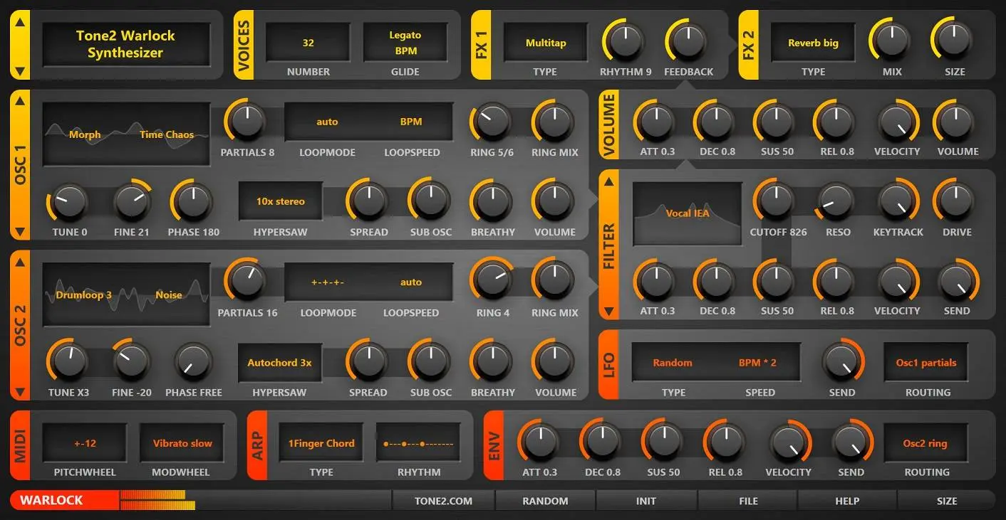 Tone2 released Warlock Synthesizer for Mac & Win VST2 & VST3
