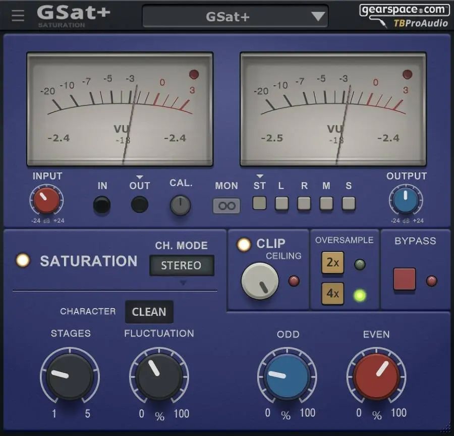 Gearspace.com and TBProAudio released GSat+ FREE Advanced Saturation Plug In