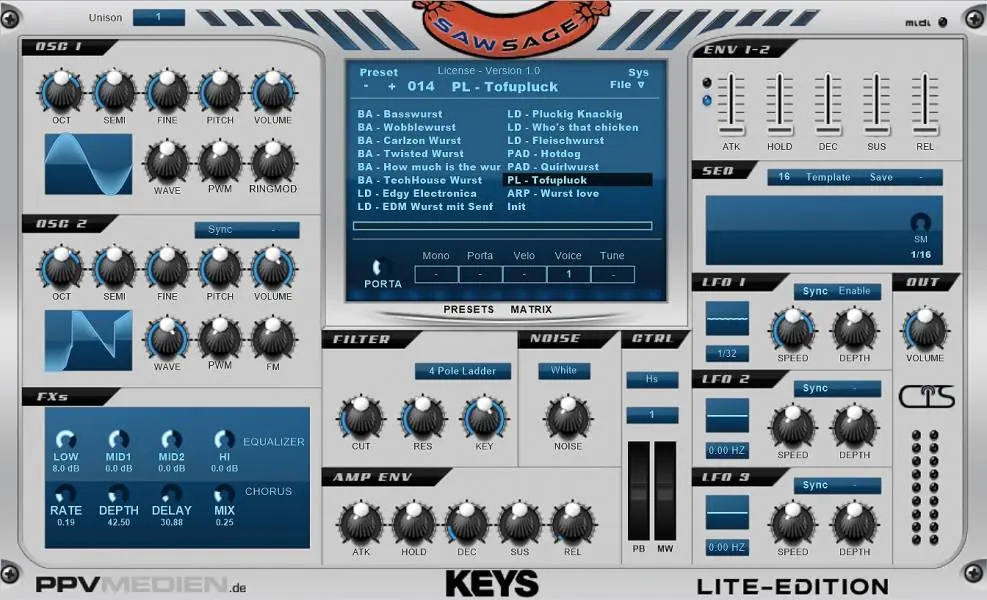 SawSage Lite – The new free synthesizer by KEYS magazine