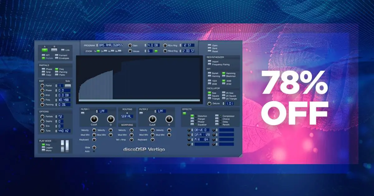 Deal: Vertigo by discoDSP 78% off