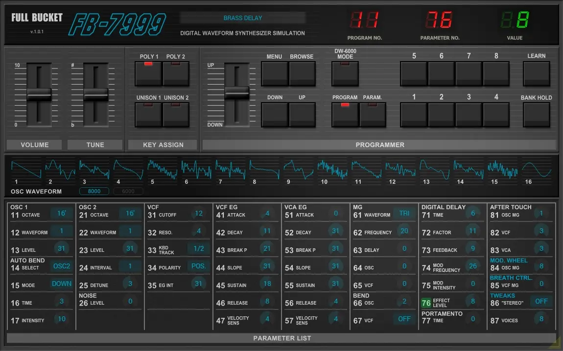 Full Bucket releases free Synthesizer FB 7999
