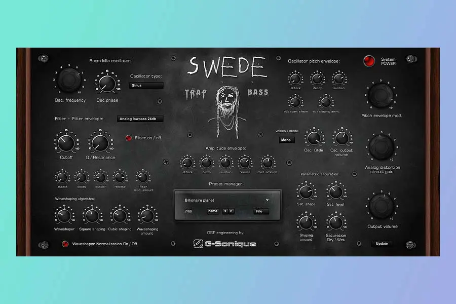 G Sonique released SWEDE TRAP BASS
