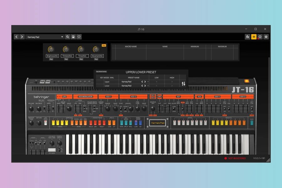 Behringer JT 16 VST: Vintage Jupiter Clone Software Synth