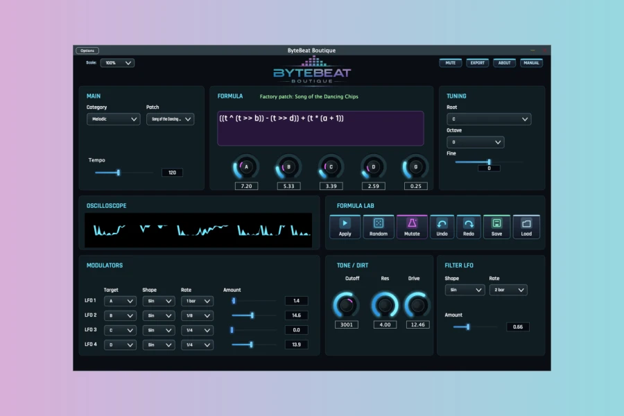 Autodafe ByteBeat Boutique: Algorithmic Synth Plugin