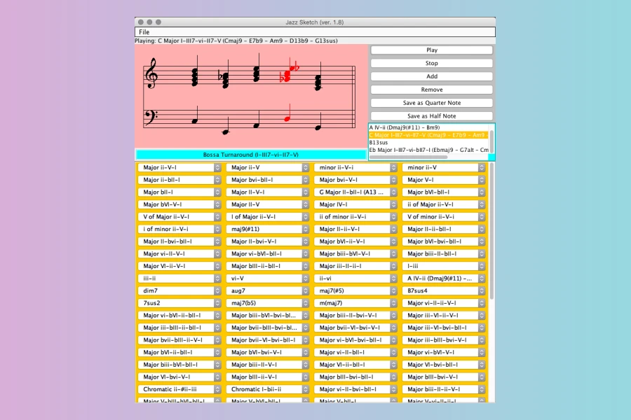 Jazz Sketch 1.8: New Progressions, MIDI Export